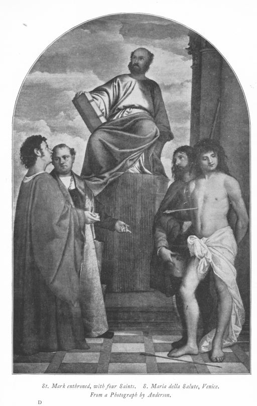 St. Mark enthroned, with four Saints. S. Maria della Salute, Venice. From a Photograph by Anderson.